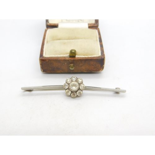Platinum & Spinel Set Daisy Flower Sweetheart Brooch Antique c1920 Art Deco