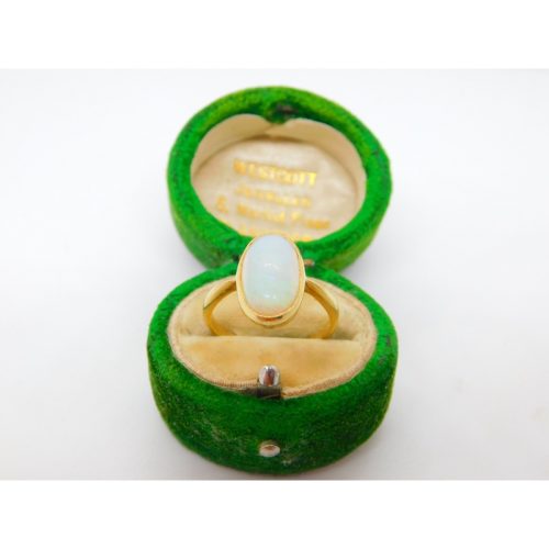 Victorian 18ct Yellow Gold & Cabochon Opal Dress Ring Antique c1880