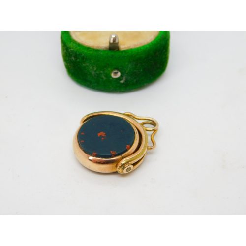 Victorian 9ct Gold, Bloodstone & Carnelian Spinner Fob Pendant Antique c1880