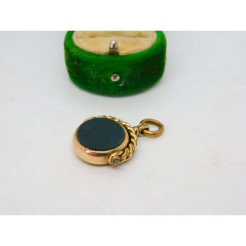 Victorian 9ct Gold & Rolled Gold Bloodstone & Carnelian Spinner Fob Antique c1880