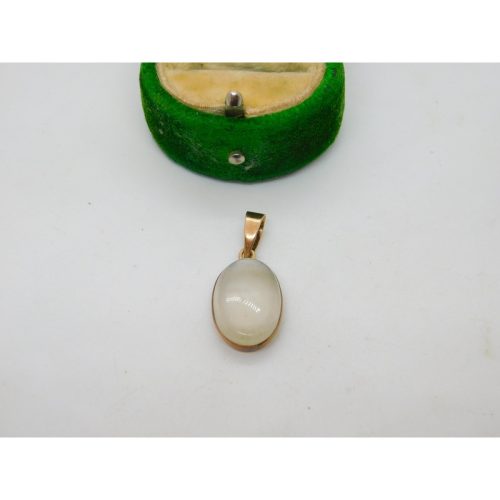 Victorian 9ct Rose Gold & Cabochon Moonstone Drop Pendant Antique c1880