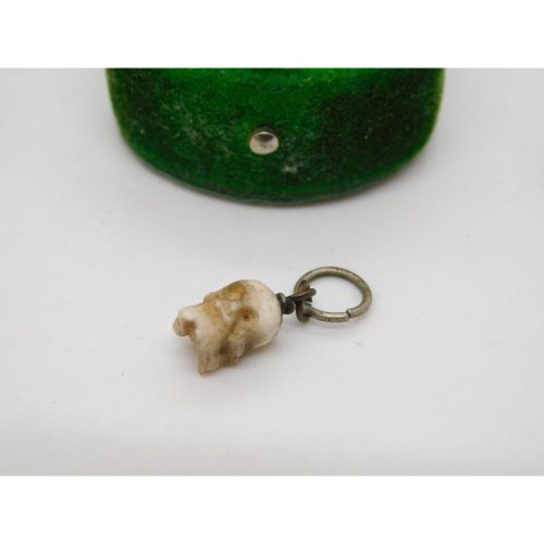 Victorian Carved Glass Small Memento Mori Skull Mourning Charm Antique c1860