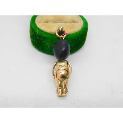 WW1 9ct Yellow Gold Wooden Head ‘Fumsup’ Good Luck Charm Antique c1915