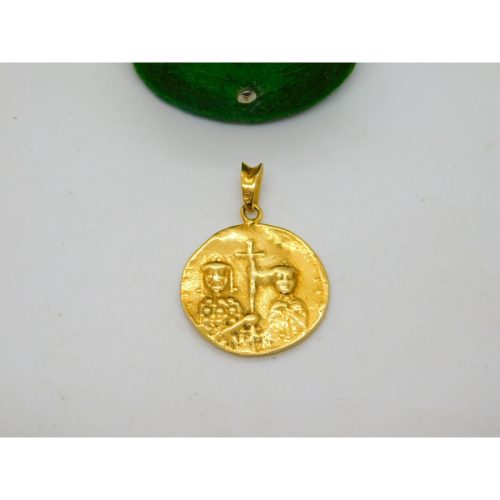 14ct Yellow Gold Ancient Byzantine Constantine Style Coin Pendant Vintage c1970