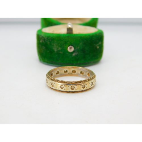 9ct Bi-Colour Gold & Spinel Set Eternity Ring Vintage 1989 Birmingham