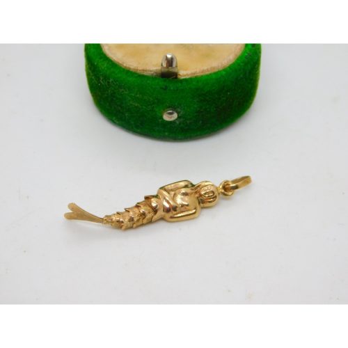 9ct Yellow Gold Articulated Mermaid Charm or Pendant Vintage c1970