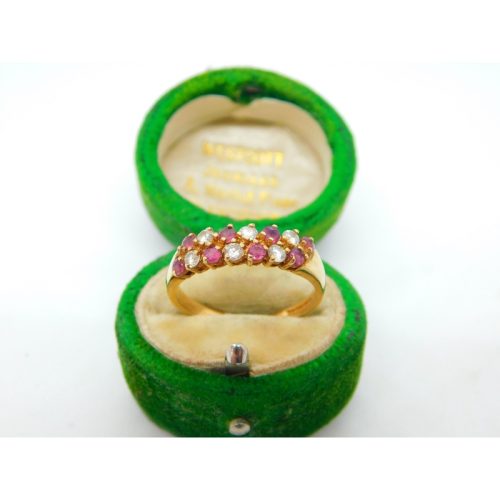 9ct Yellow Gold, Ruby & Spinel Dress Ring Vintage 1987 Birmingham