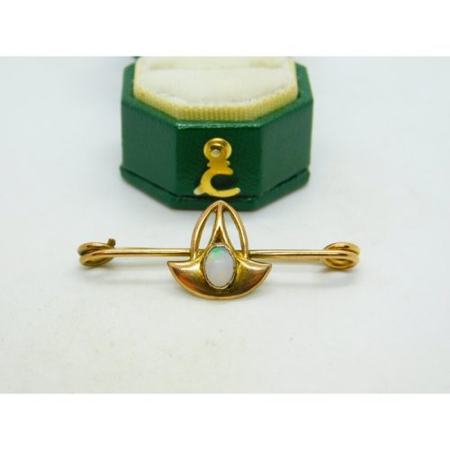 Edwardian 9ct Gold Murrle Bennett Style Opal Brooch Antique c1910 Art Nouveau