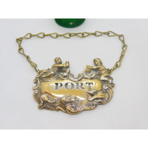 George III Brass Novelty Pub Tavern Pattern Port Decanter Label Antique c1820