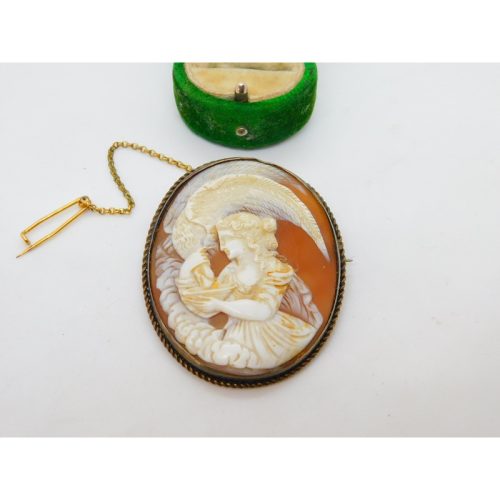 George IV 9ct Yellow Gold Carved Cameo Brooch Hebe & Zeus Eagle Antique c1830