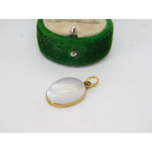 Victorian 18ct Yellow Gold Cabochon Moonstone Drop Pendant Antique c1880
