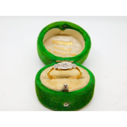 Victorian 18ct Yellow Gold & Diamond Set Band Ring Antique c1890