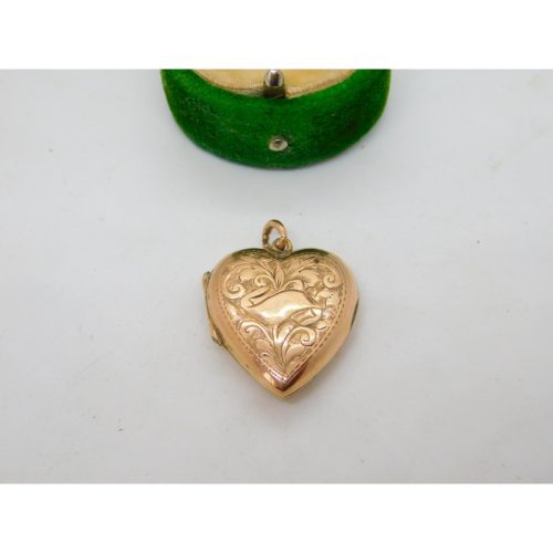 Victorian 9ct Rose Gold Back & Front Floral Heart Locket Pendant Antique c1890