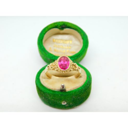 14ct Yellow Gold & 1ct Natural Ruby Dress Ring Vintage c1970