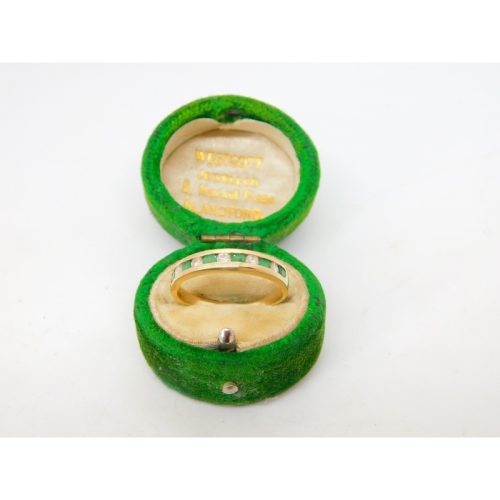 14ct Yellow Gold, Emerald & Diamond Half-Eternity Ring Vintage c1980