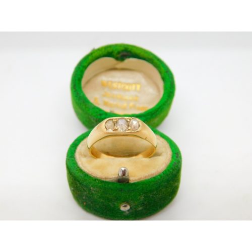 18ct Yellow Gold & 0.35ct Three-Stone Diamond Ring Vintage c1970