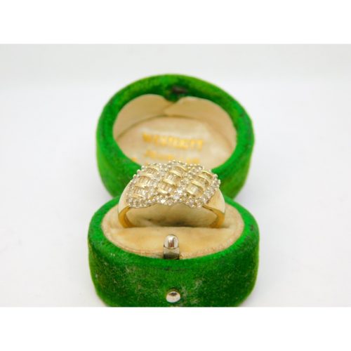 9ct Yellow Gold & Diamond Set Cluster Dress Ring Vintage c1970 Birmingham