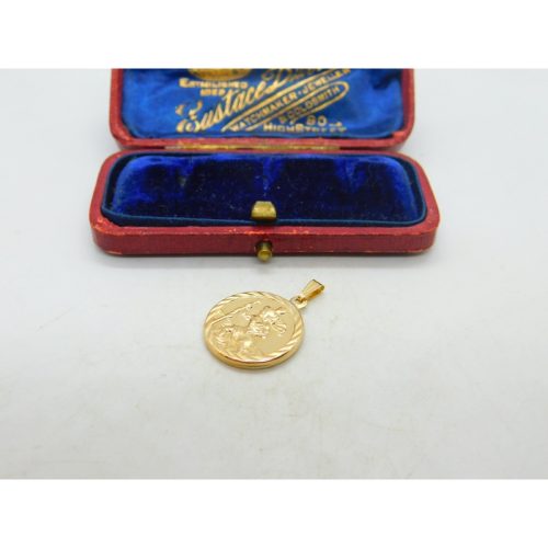 9ct Yellow Gold St Christopher Saint Of Travel Charm Pendant Vintage c1990