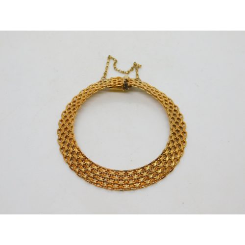 9ct Yellow Gold Woven Knotted Rope Chain Bracelet Vintage c1980