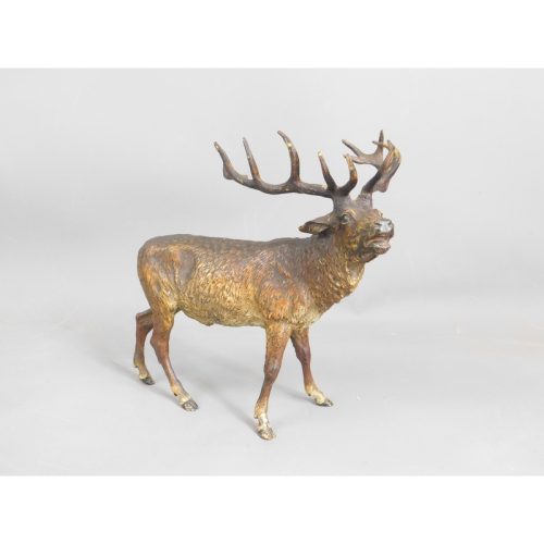 Large Stag Deer Figure Vienna Bronze Cold Painted Antique Victorian c1890