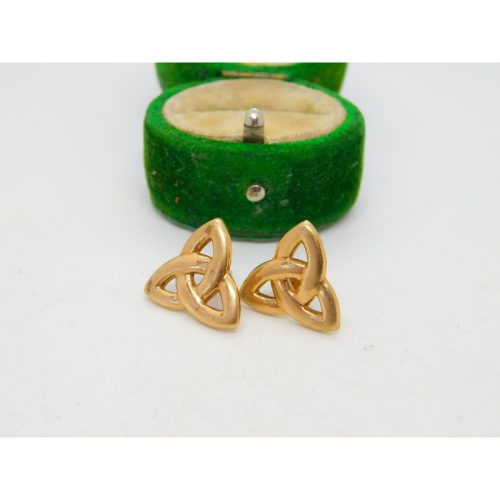 Pair of 9ct Yellow Gold Celtic Knot Stud Earrings Vintage c1980 Birmingham