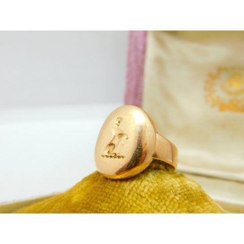 Victorian 15ct Gold Otter Or Cat Heraldic Crest Signet Ring Antique 1899 Chester