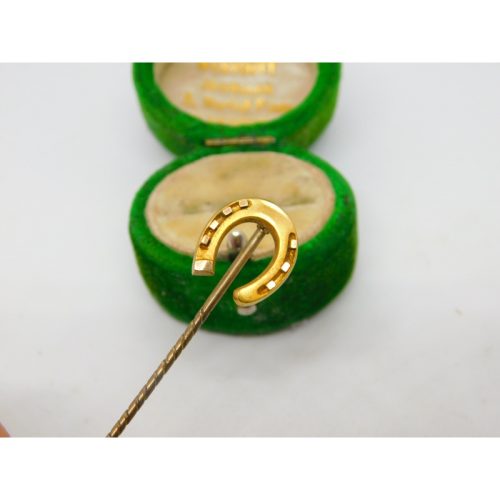 Victorian 15ct Yellow Gold Lucky Horseshoe Stick Pin Antique c1890