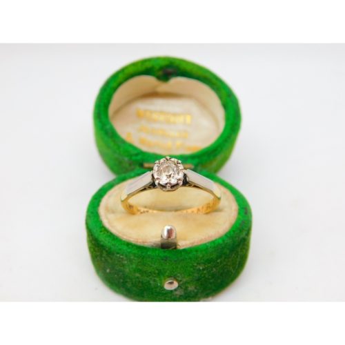Victorian 18ct Yellow Gold & 0.3ct Diamond Solitaire Ring Antique c1890
