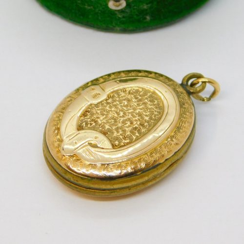 Victorian 9ct Gold Back & Front Buckle Form Sweetheart Locket Antique c1890