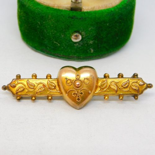 Victorian 9ct Gold Heart Shaped Sweetheart Locket Brooch Antique 1900 Birmingham