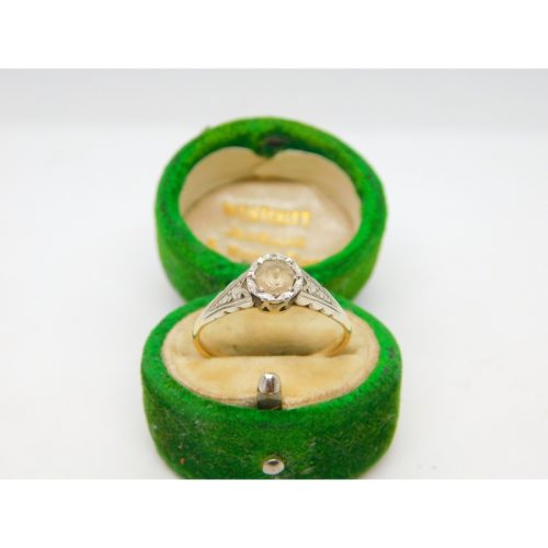 Victorian 9ct Gold, Palladium Set Spinel Solitaire Dress Ring Antique c1900
