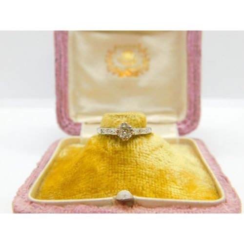 18ct Gold & Platinum Set 0.25ct Diamond Solitaire Ring Antique c1920 Art Deco