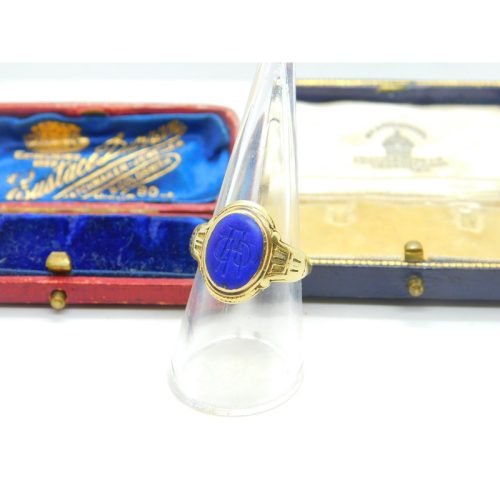 18ct Yellow Gold & Carved Lapis Lazuli Seal Intaglio Antique c1880 Victorian