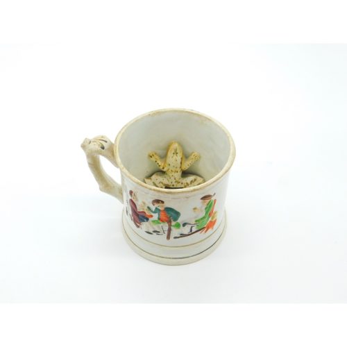 19th Century Staffordshire Ceramic Frog Mug Tankard Pub Tavern Scene Georgian