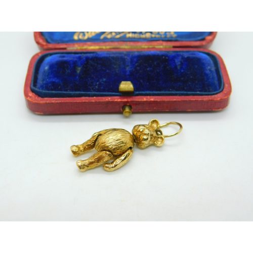 9ct Yellow Gold Articulated Moving Teddy Bear Pendant Vintage 2003 Sheffield