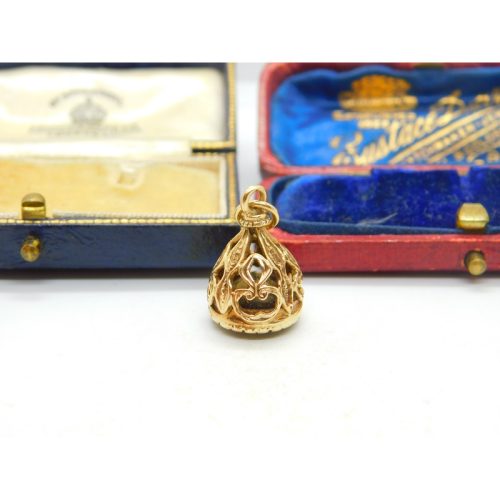 9ct Yellow Gold & Citrine Set Ornate Fob Seal Pendant Vintage 1992 Birmingham