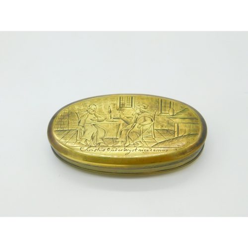 Early Georgian Dutch Brass Large Snuff Box Religious Scenes Antique c1740