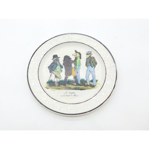 French Satirical Abolitionist Plate ‘Le recruteur ou le traite des blancs’ Choisy c1840