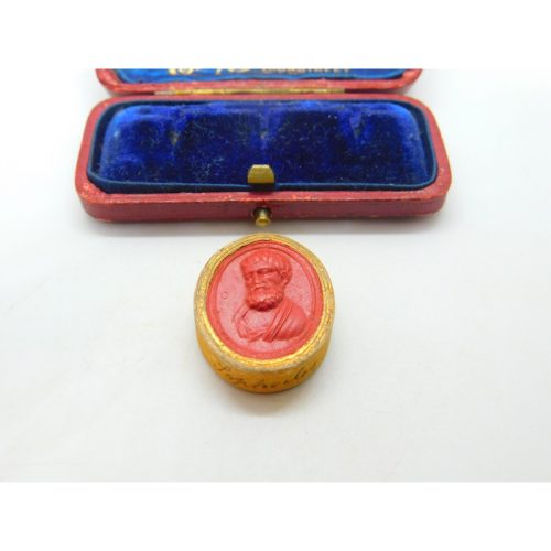 Grand Tour Red Wax Seal Cameo Of  Tragedian Sophocles Antique c1830 Regency