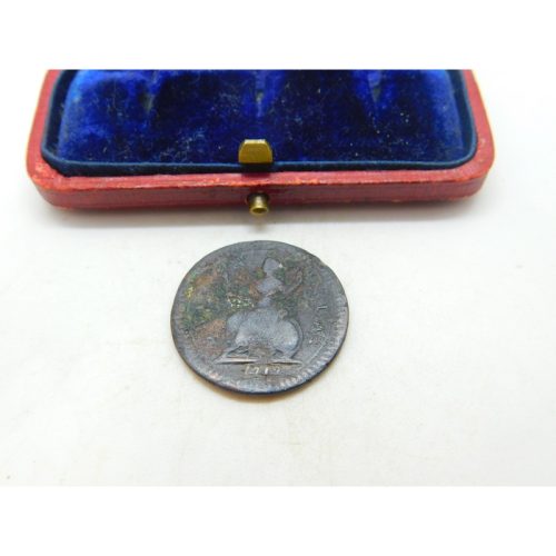 King George I Farthing Coin 1719 Fair-Poor Condition Antique Early Georgian