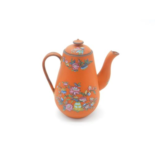 Qing Dynasty Pear Form Chinese Yixing Stoneware Famille Rose Teapot Antique c1850