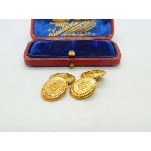 Victorian 15ct Yellow Gold Horseshoe Good Luck Cufflinks Antique c1880