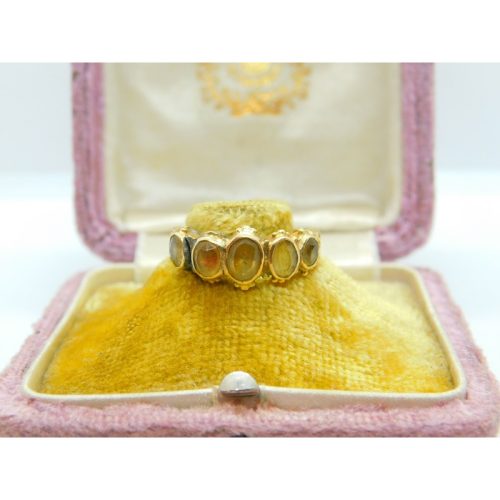 Victorian 18ct Yellow Gold & Five-Stone Citrine Dress Ring Antique 1872 Size M