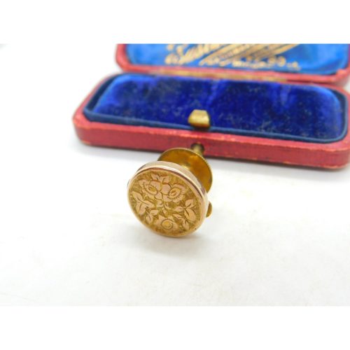 Victorian 9ct Gold Fronted Bachelor Button Engraved Initial Antique c1900