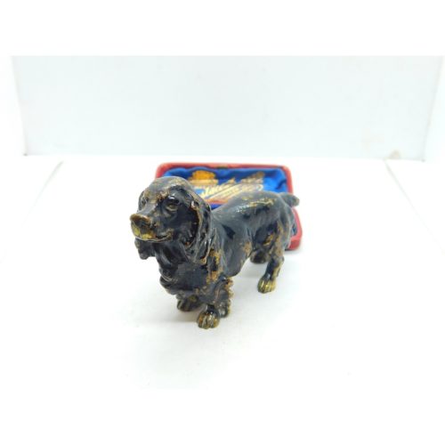 Victorian Cold Painted Bronze Cocker Spaniel Dog Sculpture Antique c1880