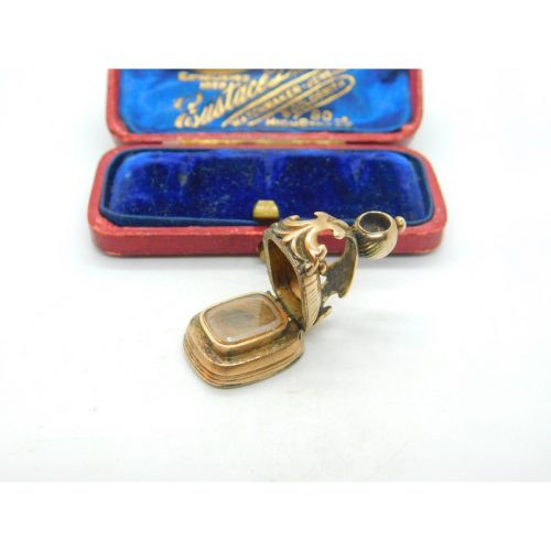 Victorian Rolled Gold Opening Mourning Fob With Carnelian Seal Antique c1860