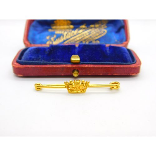 15ct Yellow Gold Crown Form Royal Navy Sweetheart Brooch Antique c1915