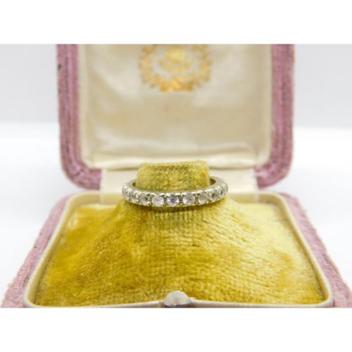 9ct White Gold & Spinel Set Full Eternity Ring Vintage c1970 Size L UK