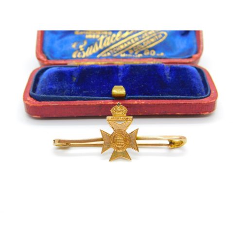 9ct Yellow Gold 2nd Boer War Sweetheart Bar Brooch Antique 1902 Edwardian