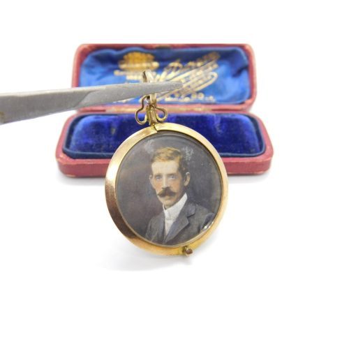 Edwardian 9ct Rose Gold Watercolour Double Locket Antique 1903 Chester